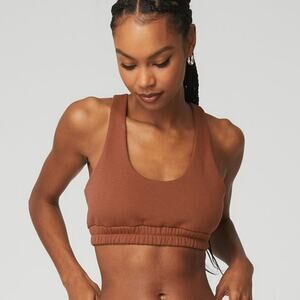 NWT ALO Scoop Neck Sweatshirt Bra RUST M